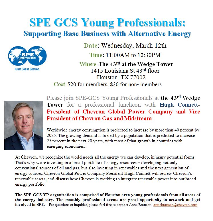 YP: "Supporting Base Business with Alternative Energy" SPE-GCS YP Luncheon with Hugh Connett